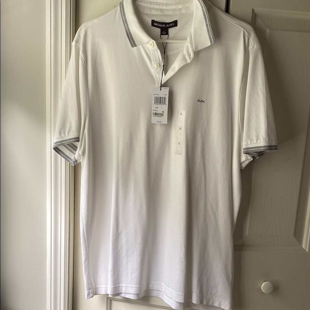 Mens Michael Kors White Polo Classic Knit Shirt